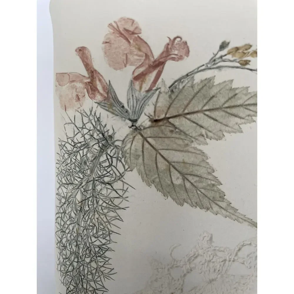 Burk’ Art Signed Floral Pottery Wall Hanging Pocket Lace Doily Stuio Pattery